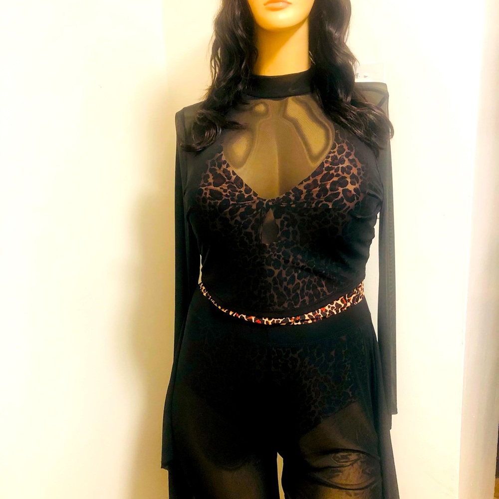 Plus size 2 piece sheer cover up pants set